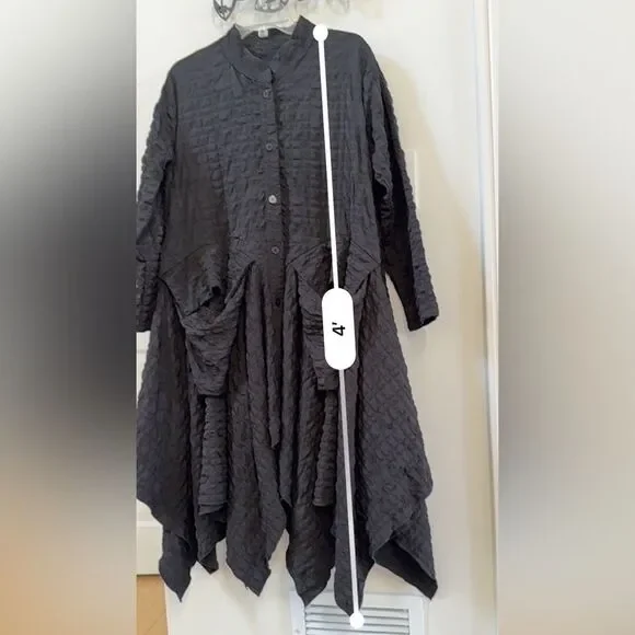 HEYDARI Nopj4149 Asymmetrical Handkerchief Hem Textured Black Jacket  M NWOT - Picture 5 of 16